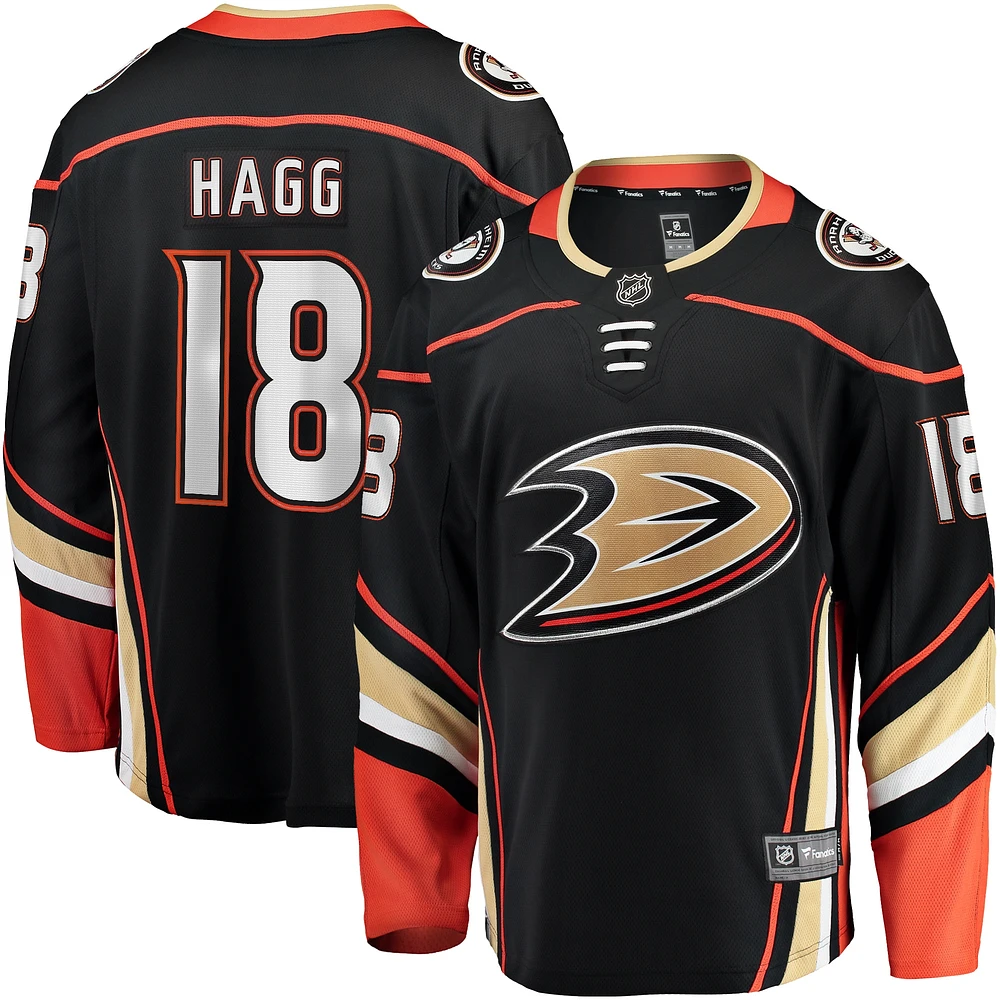 Maillot d'évasion à domicile Fanatics Robert Hagg pour hommes, noir, Anaheim Ducks