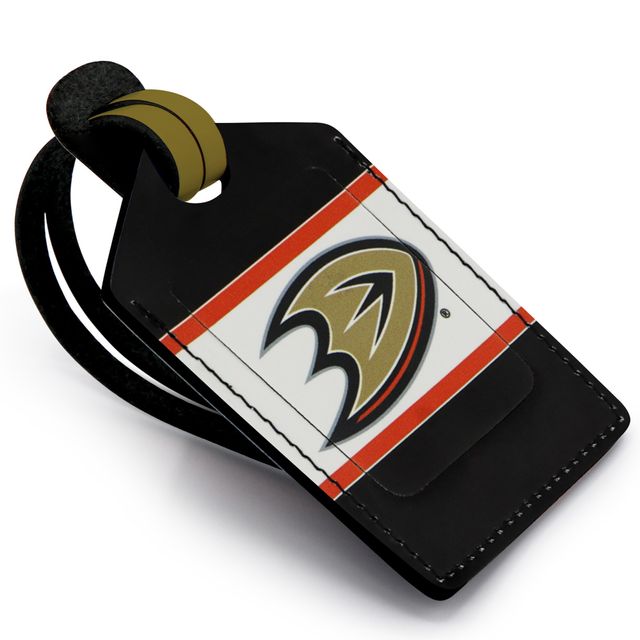 Étiquette de bagage en cuir personnalisée Anaheim Ducks blanc
