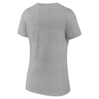 Women's Fanatics Heather Gray Anaheim Ducks Authentic Pro Wordmark V-Neck T-Shirt