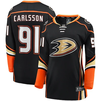 Maillot de joueur échappé à domicile Fanatics Leo Carlsson des Ducks d'Anaheim noir pour femmes