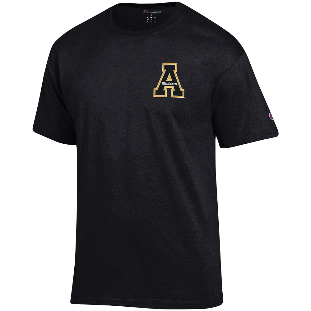 Men's Champion Black Appalachian State Mountaineers Stack 2-Hit T-Shirt