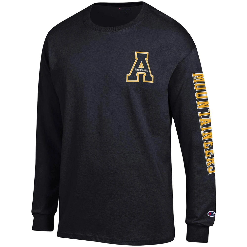 Men's Champion Black Appalachian State Mountaineers Team Stack Long Sleeve T-Shirt