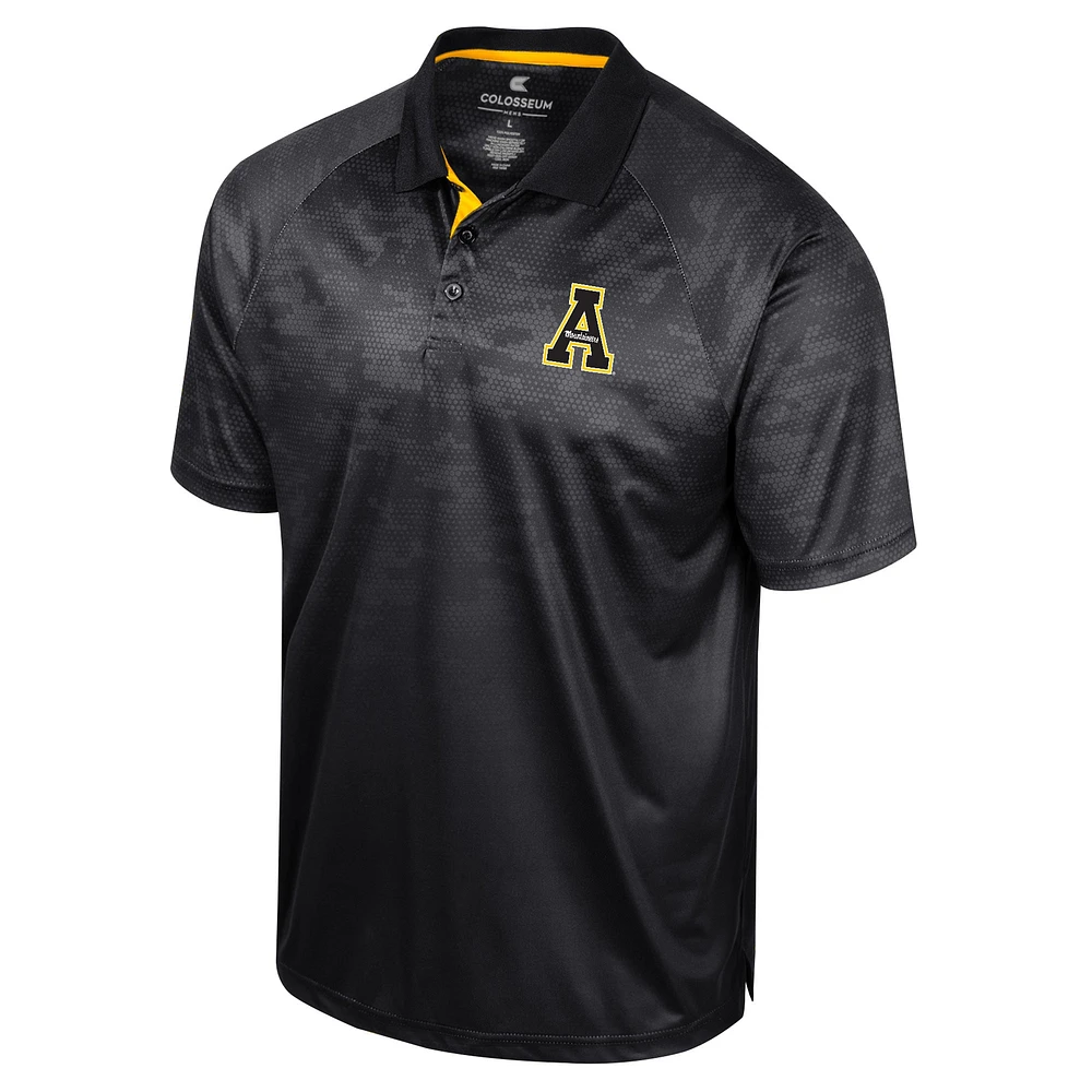 Polo raglan en nid d'abeille noir Colosseum pour hommes Appalachian State Mountaineers