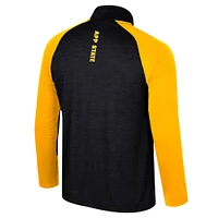 Men's Colosseum Black Appalachian State Mountaineers Langmore Raglan Quarter-Zip Top