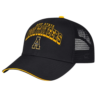 Men's Colosseum Black Appalachian State Mountaineers Wyatt Primary Team Trucker Adjustable Hat