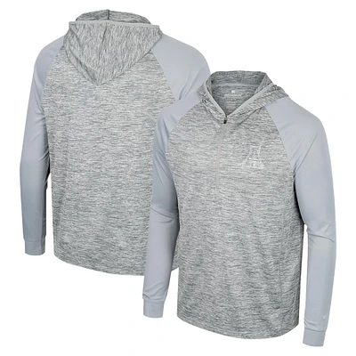 Haut à capuche cybernétique quart de zip et logo raglan des Appalachian State Mountaineers pour homme, gris Colosseum