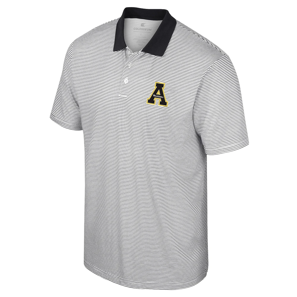 Men's Colosseum White/Black Appalachian State Mountaineers Print Stripe Polo