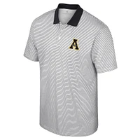 Men's Colosseum White/Black Appalachian State Mountaineers Print Stripe Polo