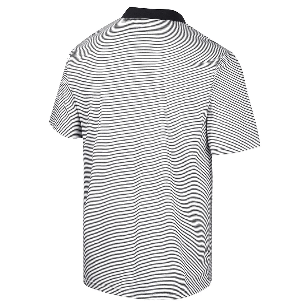 Men's Colosseum White/Black Appalachian State Mountaineers Print Stripe Polo