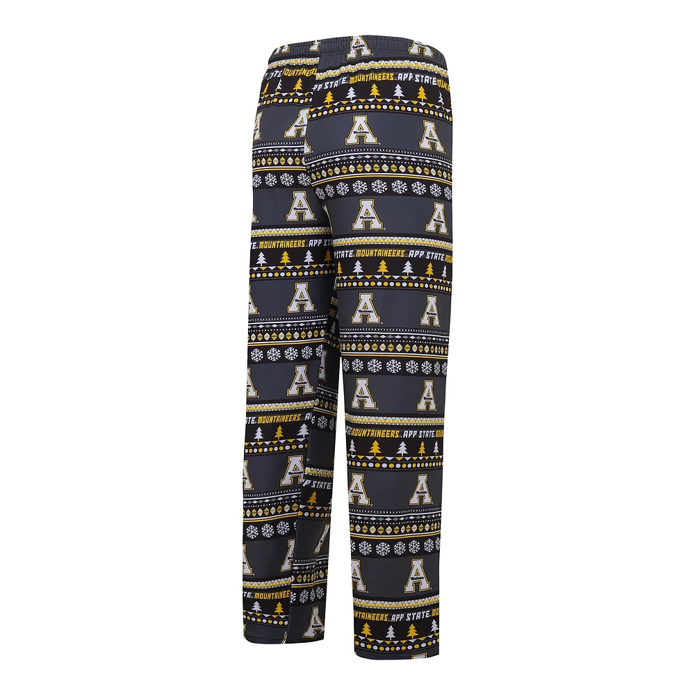 Men's Concepts Sport Black Appalachian State Mountaineers Swivel Long Sleeve T-Shirt & Pants Sleep Set