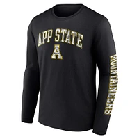 Men's Fanatics Black Appalachian State Mountaineers Distressed Arch Over Logo Long Sleeve T-Shirt