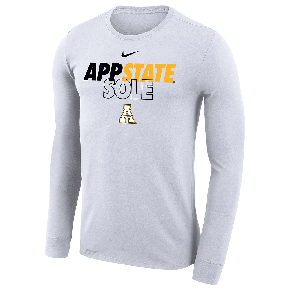 Nike  White Appalachian State Mountaineers 2023 On Court Bench Long Sleeve T-Shirt