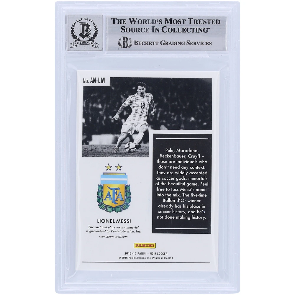Lionel Messi Argentina National Team Autographed 2016-17 Panini Noir Bronze Acetate Materials Relic #AN-LM #/20 BAS Authenticated 9/10 Card