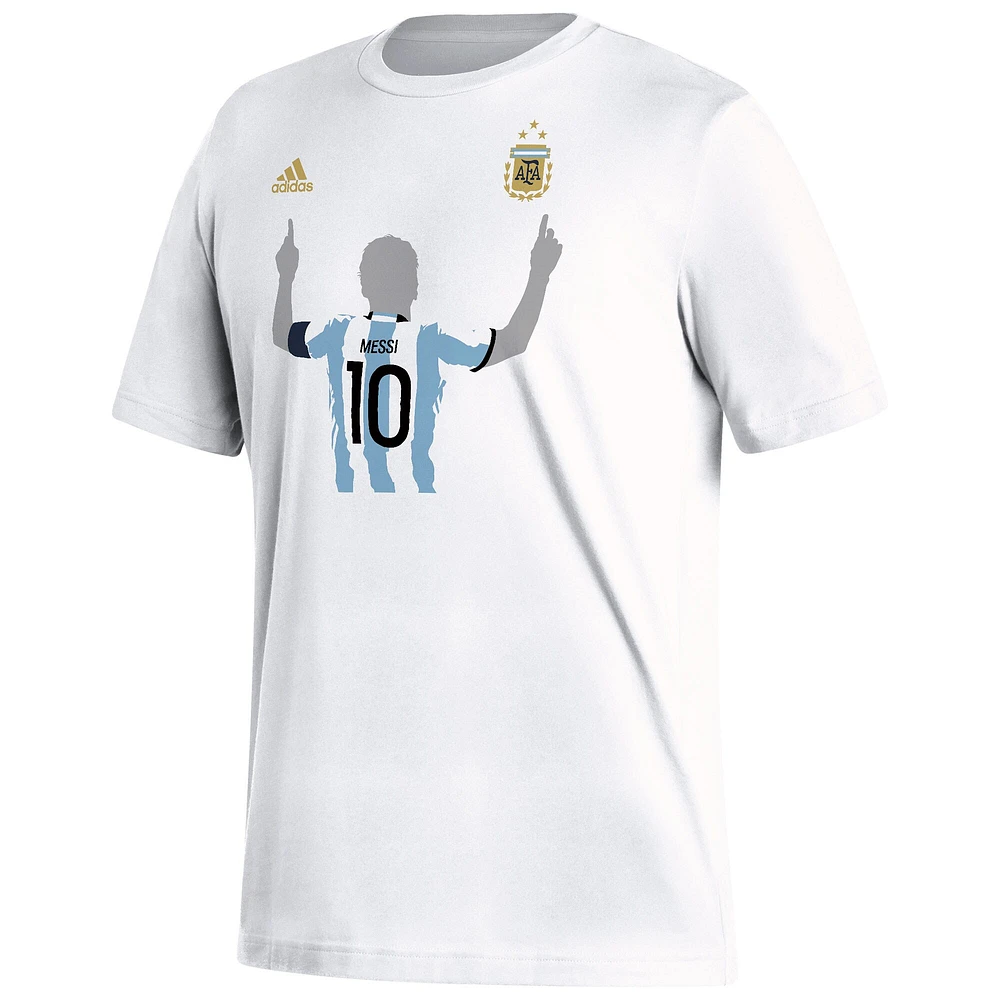 Men's adidas Lionel Messi White Argentina National Team - 2022 Winners Celebration T-Shirt