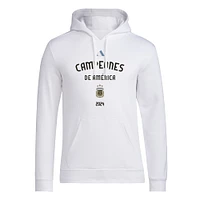 Men's adidas White Argentina National Team 2024 Copa America Champions Pullover Hoodie