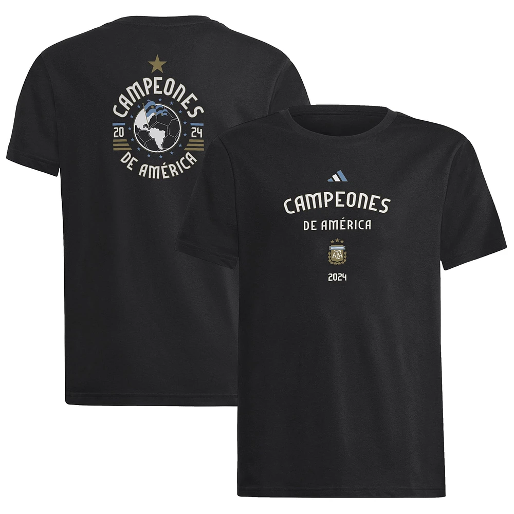 Youth adidas Black Argentina National Team 2024 Copa America Champions T-Shirt