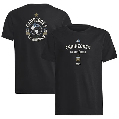 Youth adidas Black Argentina National Team 2024 Copa America Champions T-Shirt