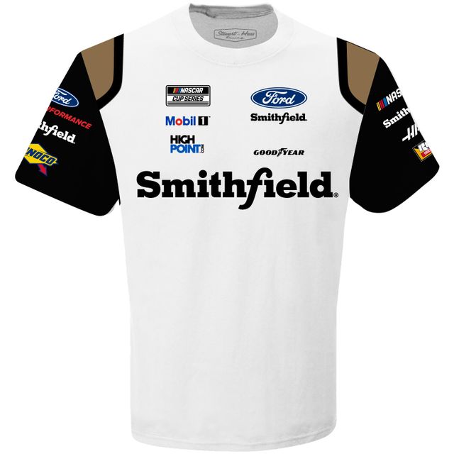 T-shirt d'uniforme sublimé blanc Aric Almirola Smithfield Collection Stewart-Haas Racing Team pour hommes