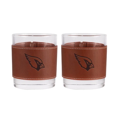 Lot de 2 verres à whisky Arizona Cardinals de 12 oz avec emballage en cuir