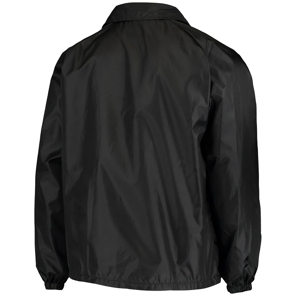Men's Black Arizona Cardinals Coaches Classic Raglan Full-Snap Windbreaker Jacket