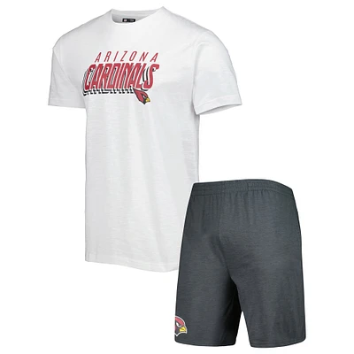 Ensemble de nuit T-shirt et short Downfield Arizona Cardinals Concepts Sport pour homme, anthracite/blanc
