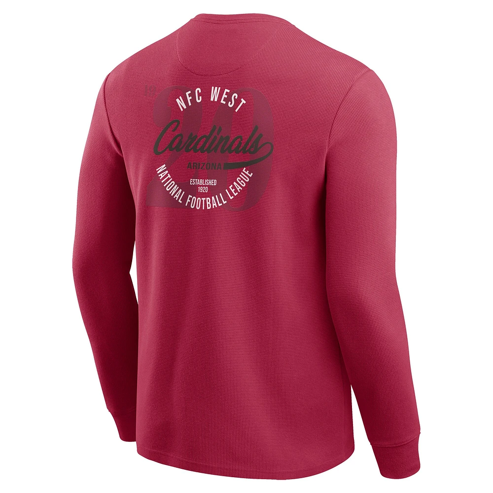 T-shirt à manches longues en tricot gaufré délavé pour homme de la collection Darius Rucker par Fanatics, rouge, Arizona Cardinals