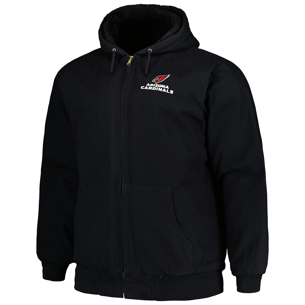 Men's Dunbrooke Black Arizona Cardinals Big & Tall Dakota Canvas Hoodie Full-Zip Jacket