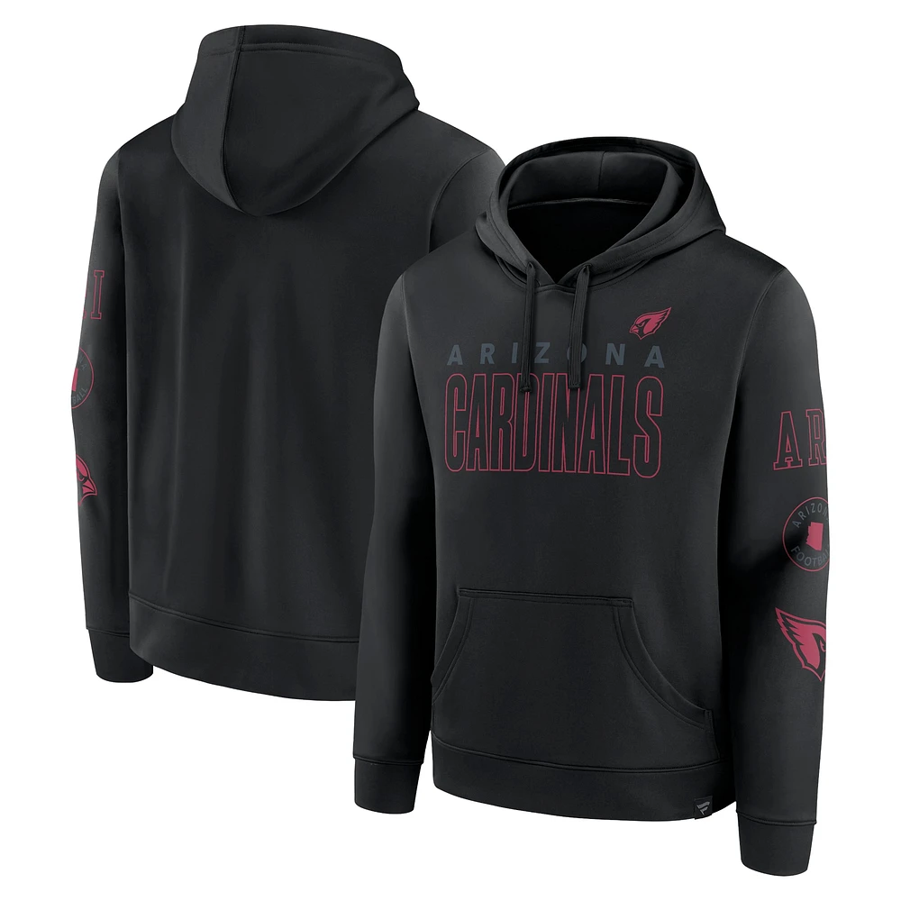 Sweat à capuche Blackout Fanatics pour homme, noir, Arizona Cardinals