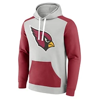Men's Fanatics Silver/Cardinal Arizona Cardinals Big & Tall Team Fleece Pullover Hoodie