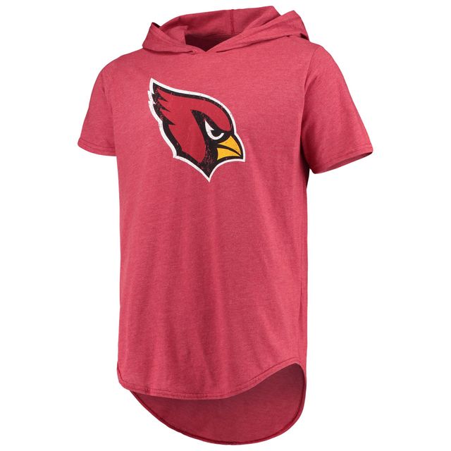 Majestic Threads Cardinal Arizona Cardinals Logo principal T-shirt à capuche en trois mélanges pour homme