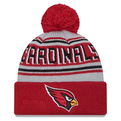 Bonnet en tricot à revers principal Cardinal Arizona Cardinals New Era pour homme avec pompon
