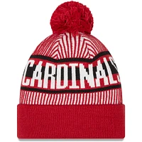 Men's New Era Cardinal Arizona Cardinals Striped Cuffed Knit Hat with Pom