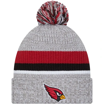 Bonnet en tricot à revers avec pompon New Era pour hommes, gris chiné, Arizona Cardinals