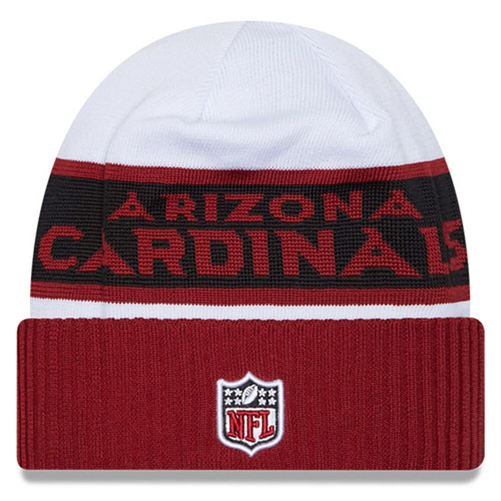 Men's New Era  White/Cardinal Arizona Cardinals 2023 Sideline Tech Cuffed Knit Hat