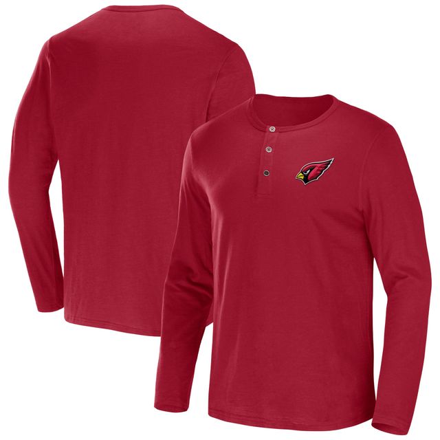 Collection NFL x Darius Rucker pour hommes par Fanatics Cardinal Arizona Cardinals Slub Jersey Henley T-shirt à manches longues