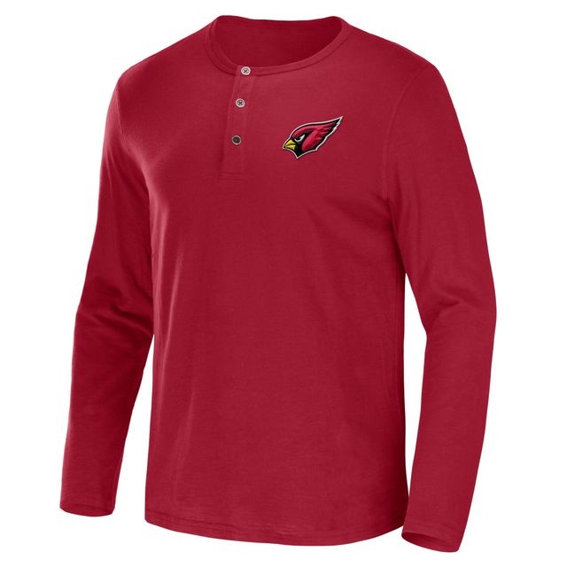 Collection NFL x Darius Rucker pour hommes par Fanatics Cardinal Arizona Cardinals Slub Jersey Henley T-shirt à manches longues