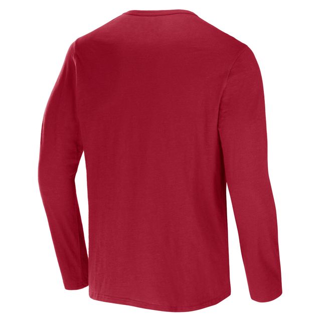 Collection NFL x Darius Rucker pour hommes par Fanatics Cardinal Arizona Cardinals Slub Jersey Henley T-shirt à manches longues