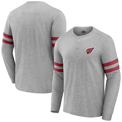 T-shirt à manches longues Henley gris chiné pour homme de la collection NFL x Darius Rucker Fanatics Arizona Cardinals