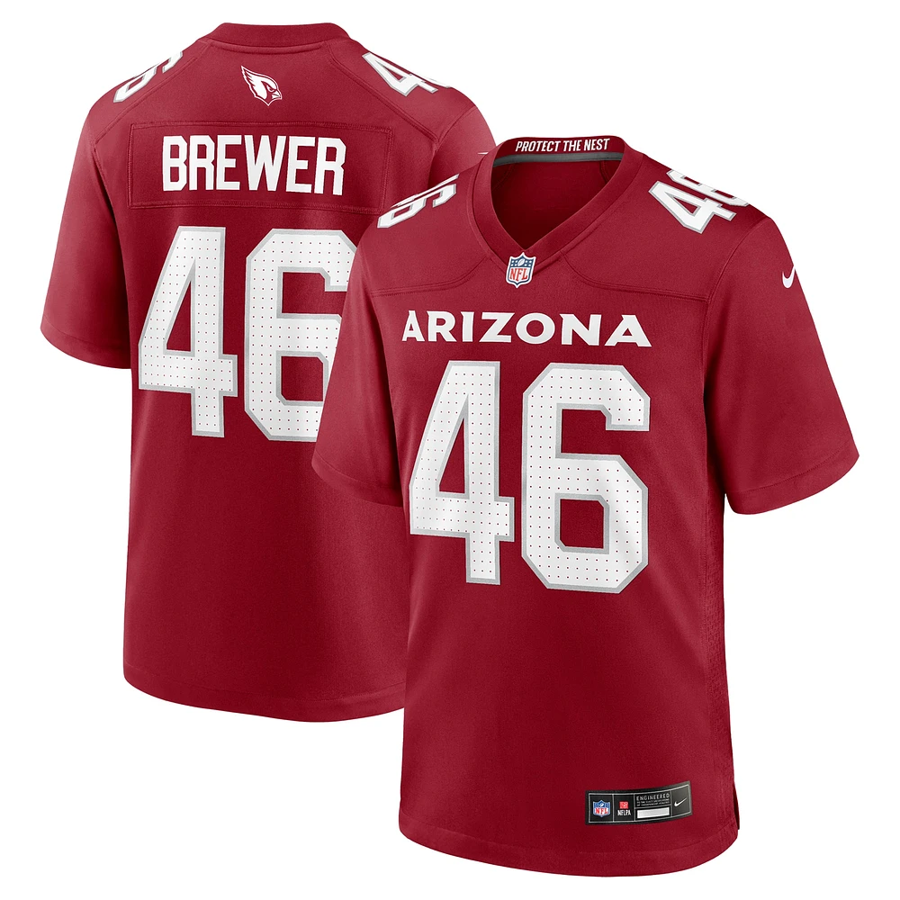 Maillot de match d'équipe Nike Aaron Brewer Cardinal Arizona Cardinals pour homme