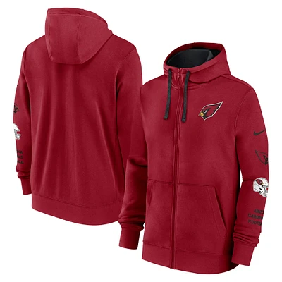 Sweat à capuche zippé Nike Cardinal Primetime Club pour homme des Arizona Cardinals