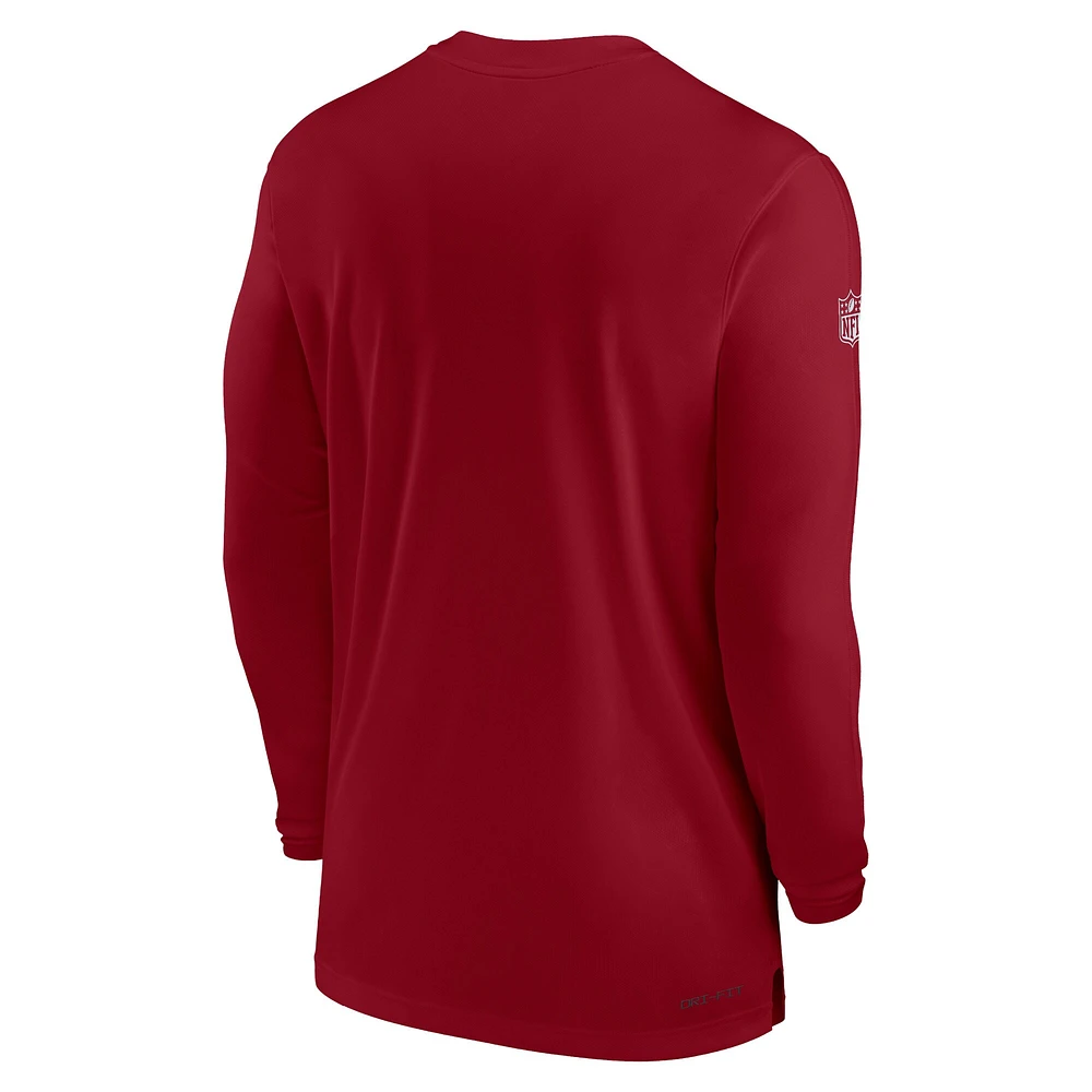 T-shirt à manches longues Nike Cardinal Arizona Cardinals Sideline Coach Performance pour homme
