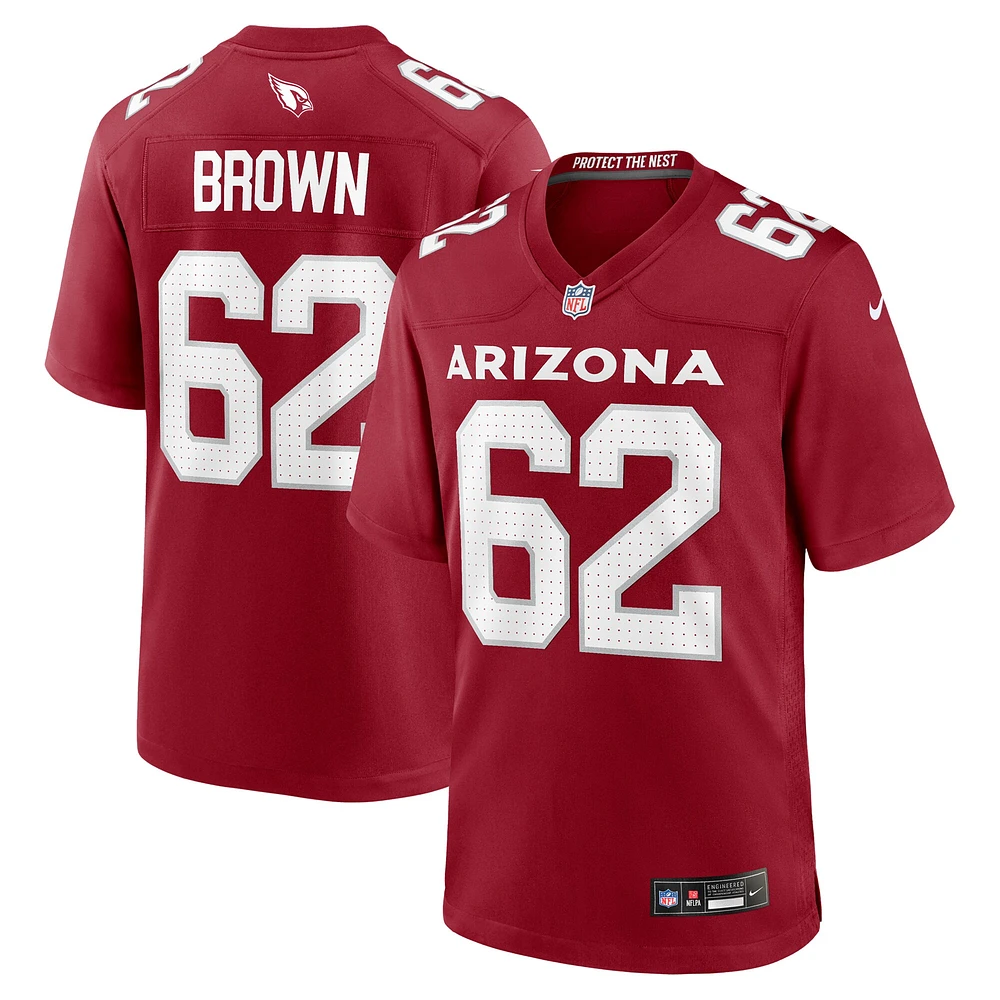 Maillot de match d'équipe Nike Evan Brown Cardinal Arizona Cardinals pour homme