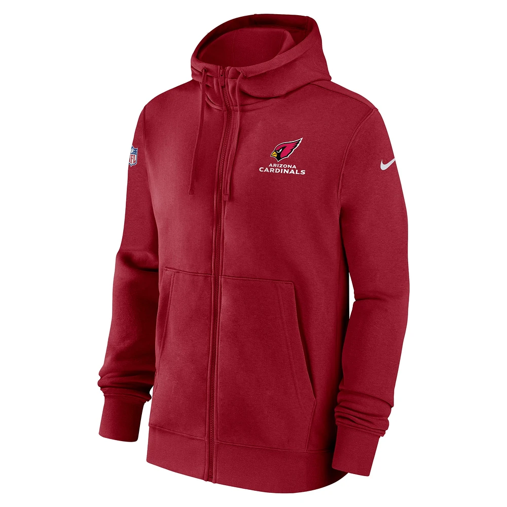 Men's Nike Red Arizona Cardinals 2023/24 Sideline Club Full-Zip Hoodie