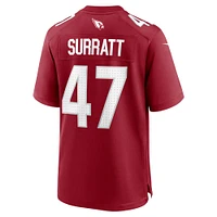 Men's Nike Sage Surratt  Cardinal Arizona Cardinals Team Game Jersey
