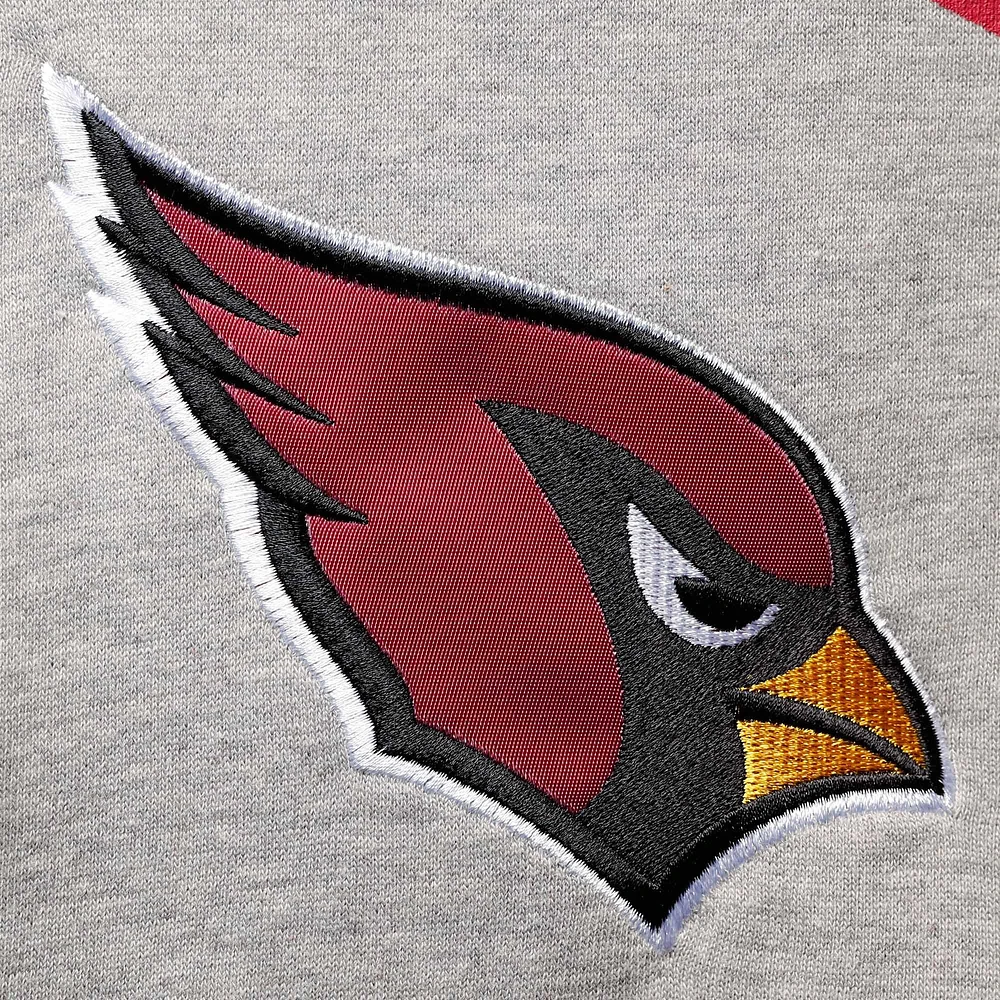 Men's Starter Heathered Gray/Cardinal Arizona Cardinals Home Run Raglan Pullover Hoodie