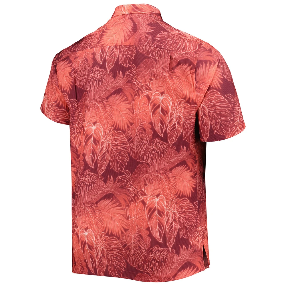 Men's Tommy Bahama Cardinal Arizona Cardinals Big & Tall Coast Luminescent Fronds Camp IslandZone Button-Up Shirt