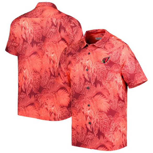 Chemise boutonnée Tommy Bahama Cardinal Arizona Cardinals Coast Luminescent Fronds Camp IslandZone pour homme