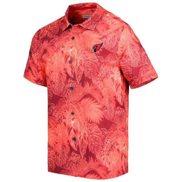 Chemise boutonnée Tommy Bahama Cardinal Arizona Cardinals Coast Luminescent Fronds Camp IslandZone pour homme