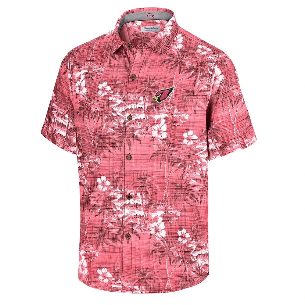 Chemise boutonnée pour homme Tommy Bahama Cardinal Arizona Cardinals Coconut Point Isla Palmetta Camp