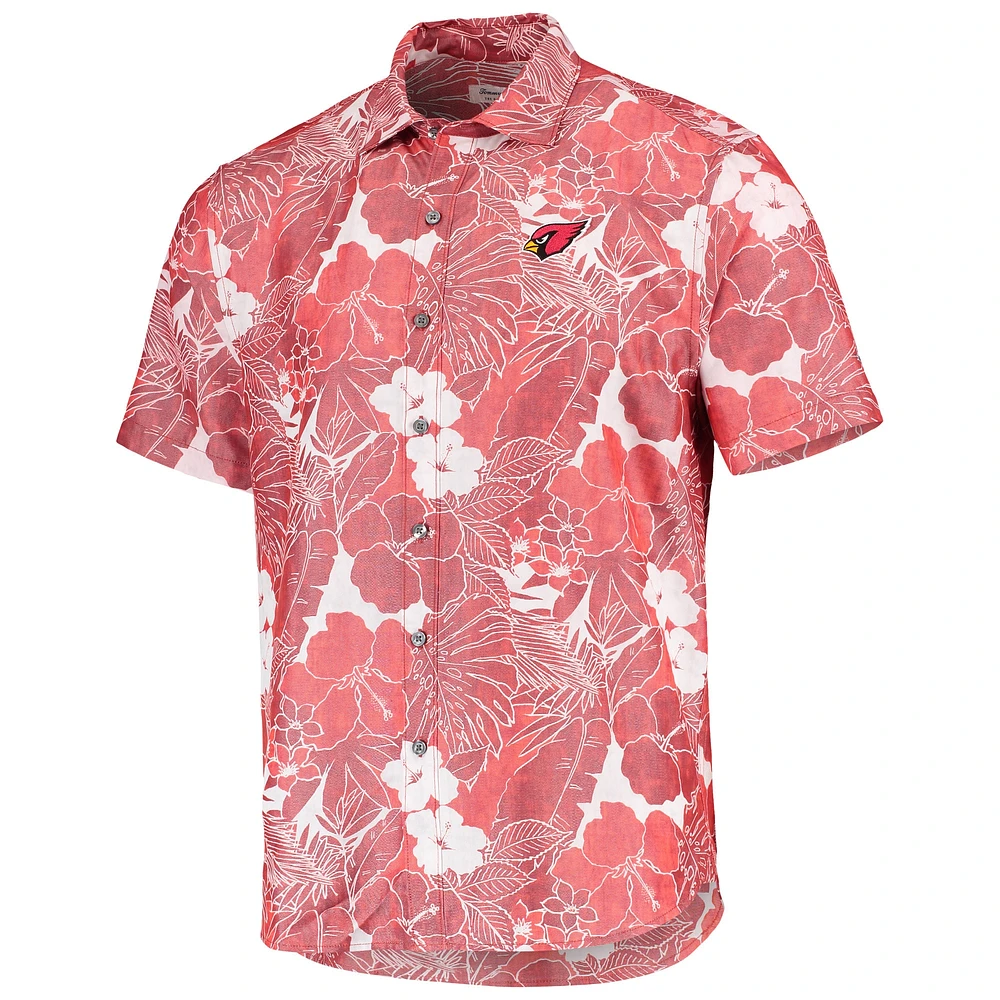 Men's Tommy Bahama Cardinal Arizona Cardinals Coconut Point Playa Floral IslandZone Button-Up Shirt